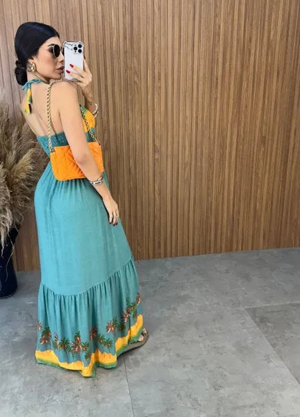 Vestido Estampado Paloma - Verde