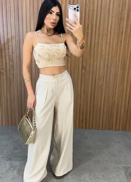 Cropped Malu Flower - Areia