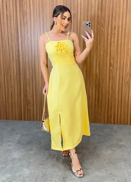 Vestido Búzios Flower - Amarelo