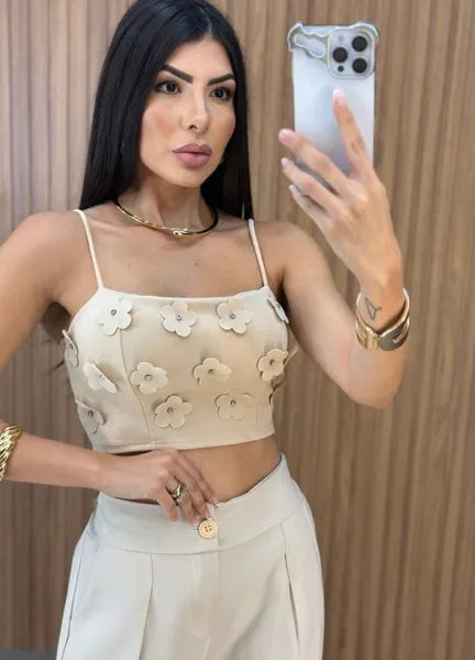 Cropped Malu Flower - Areia