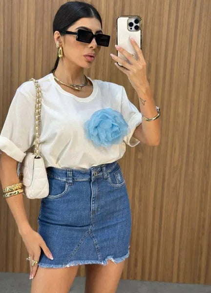 Max T-Shirt Eli Flower - Off/Azul