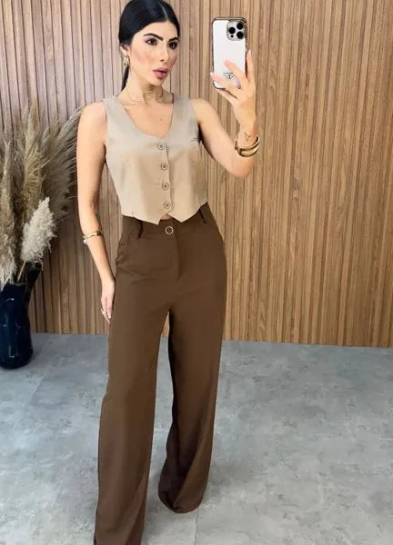 Colete Vivi Linho - Nude