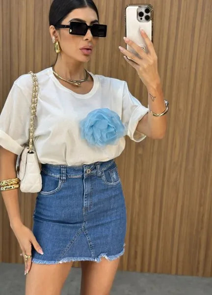 Max T-Shirt Eli Flower - Off/Azul