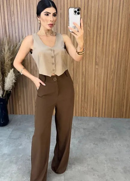Colete Vivi Linho - Nude