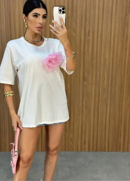 Max T-Shirt Eli Flower - Off/Rosa