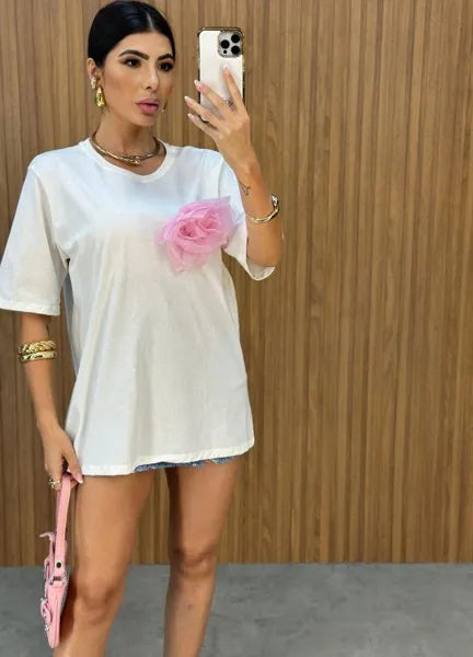 Max T-Shirt Eli Flower - Off/Rosa