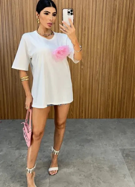 Max T-Shirt Eli Flower - Off/Rosa