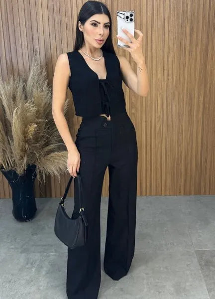 Cropped Kayla Laço - Preto