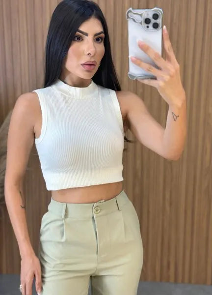 Cropped Gringa Canelado - Off