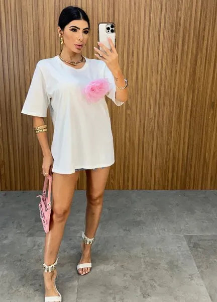 Max T-Shirt Eli Flower - Off/Rosa