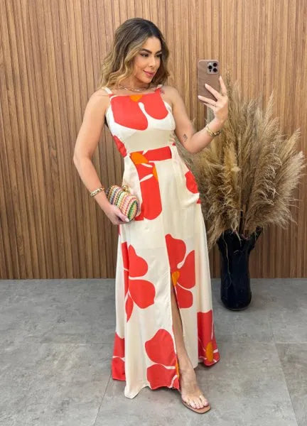 Vestido Karen Floral - Laranja