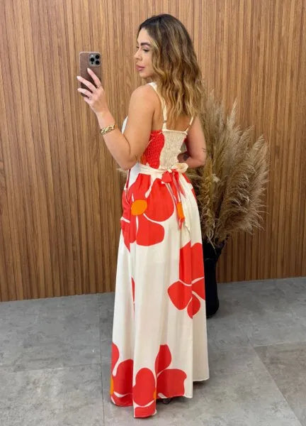 Vestido Karen Floral - Laranja
