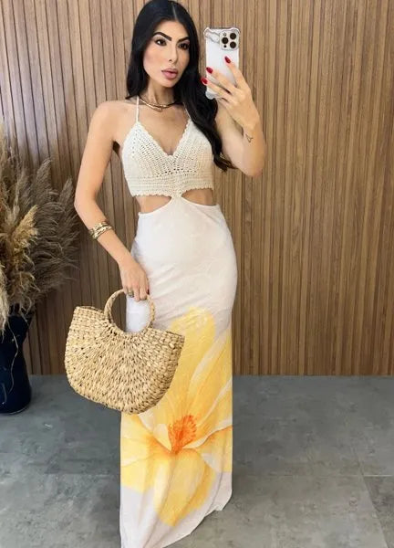 Vestido Ilhabela Floral - Amarelo/Off