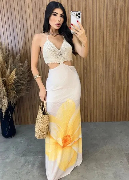 Vestido Ilhabela Floral - Amarelo/Off