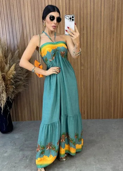 Vestido Estampado Paloma - Verde