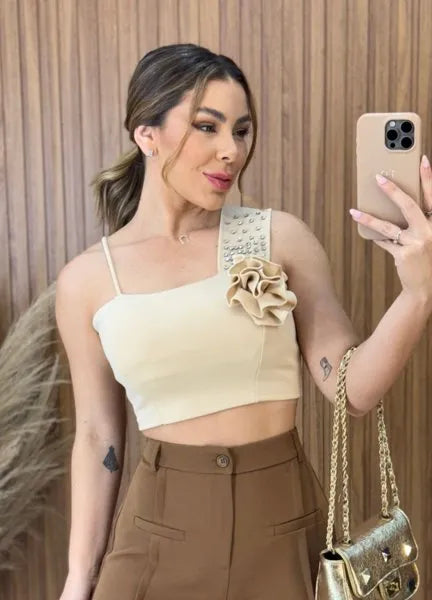 Cropped Alice Flower - Areia