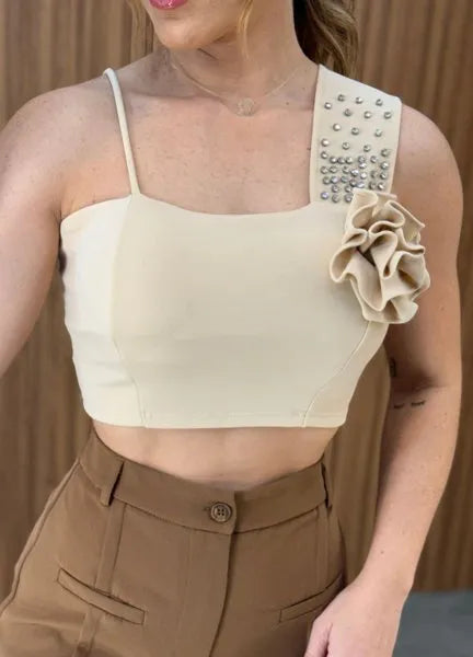 Cropped Alice Flower - Areia