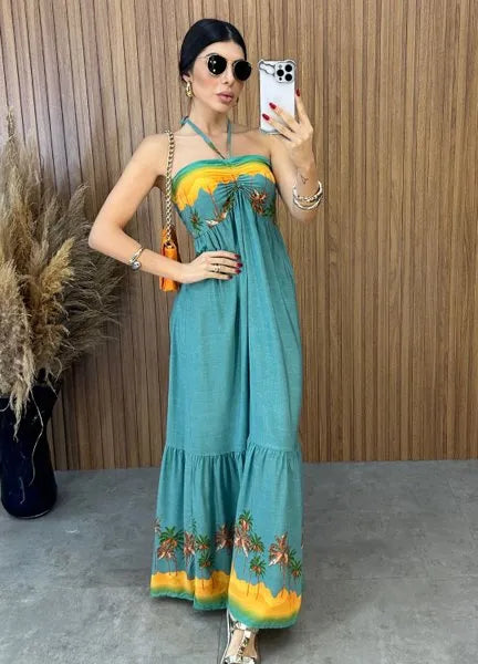 Vestido Estampado Paloma - Verde
