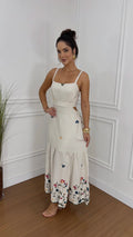 Vestido Linho Alça Bordado Roberta